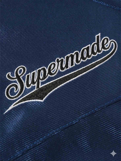Supermade Classic Blue Embroidered Jersey Pattern Customization 