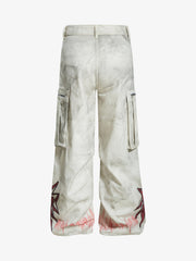 Vintage Dirty-Dyed Washed Wide-Leg Cargo Pants - 2559 