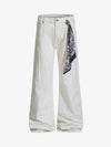 Bandana Accent Cream Flare Pants 