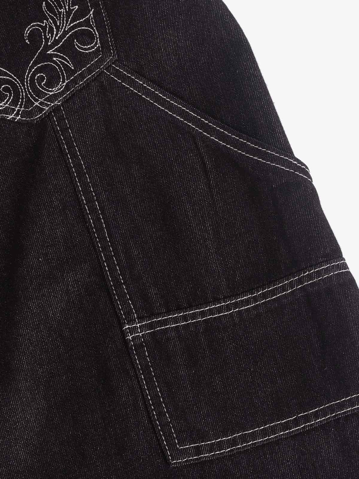 Double Waist Raw Denim Baggy Barrel Jeans