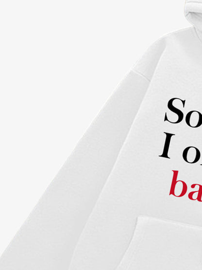 Thesupermade Street Contrast Letter Design Print Plush Hooded Sweatshirt 