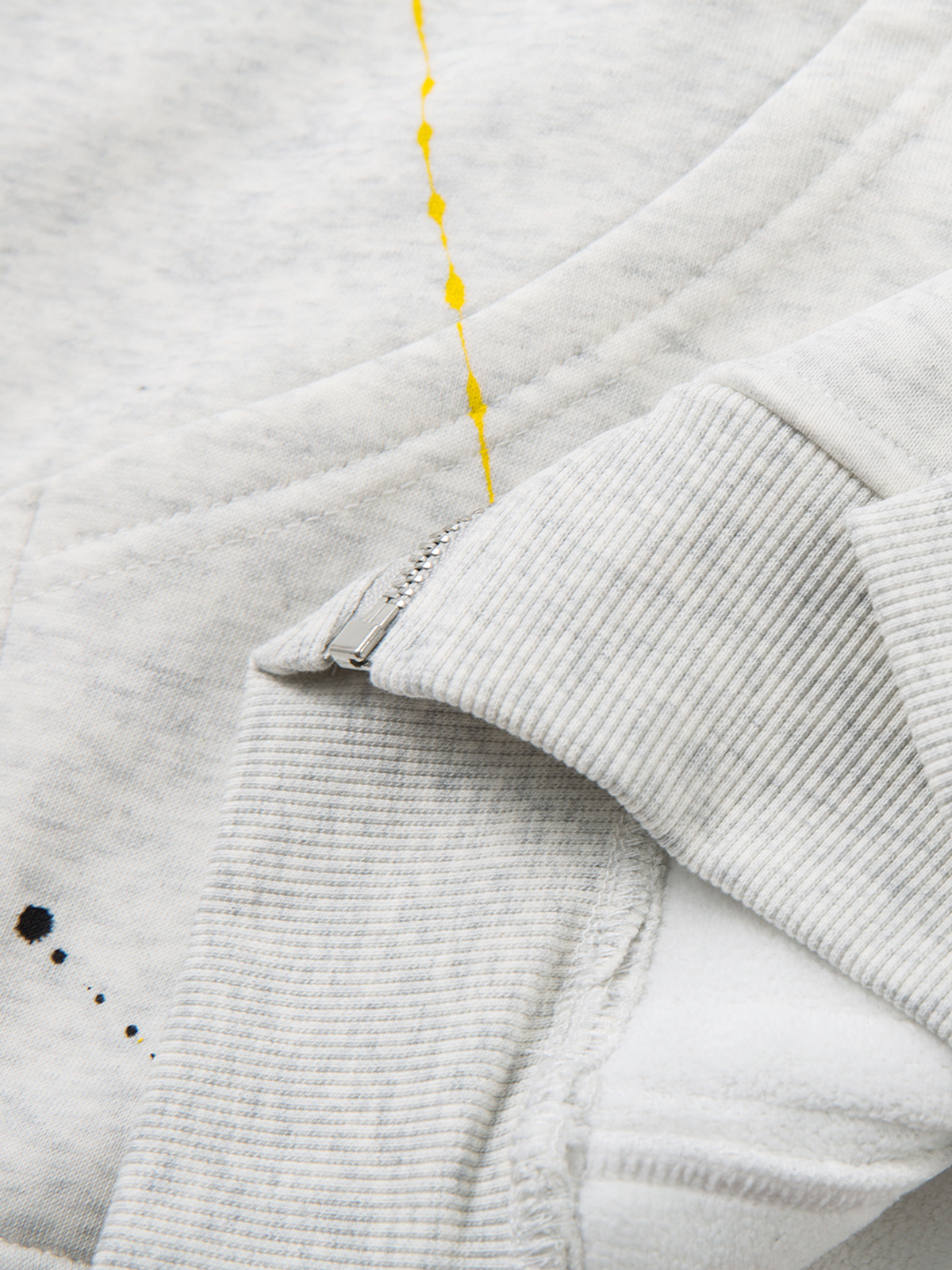 Fur-Trim Paint-Splatter Zip Hoodie