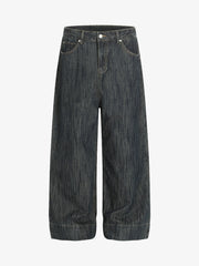 Textured Stripe Straight-Leg Jeans