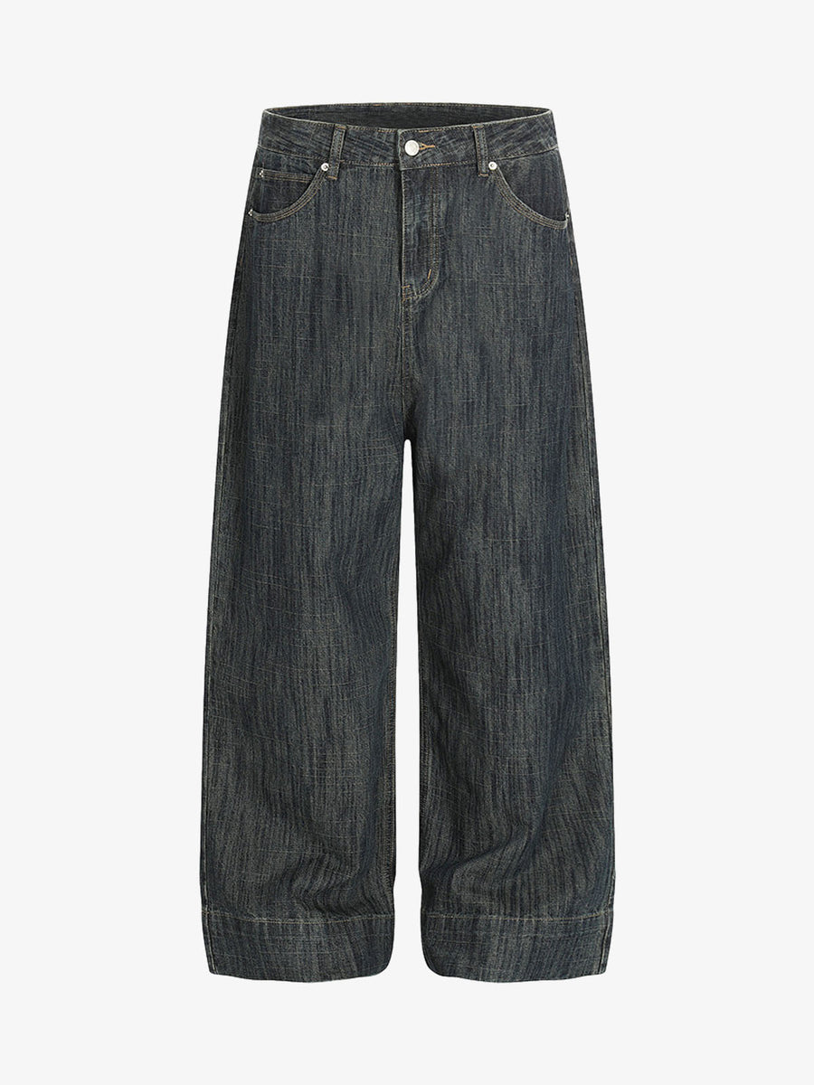 Textured Stripe Straight-Leg Jeans