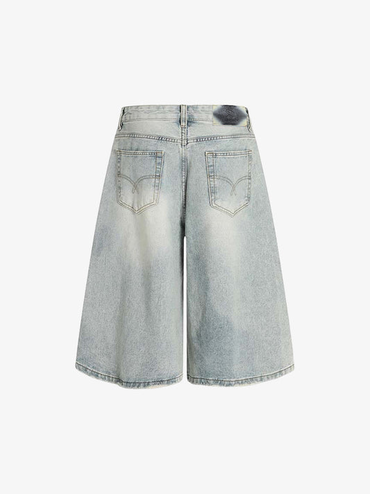 Light Wash Denim Wide Leg Bermuda Shorts for Women High Waist Casual Summer Style 