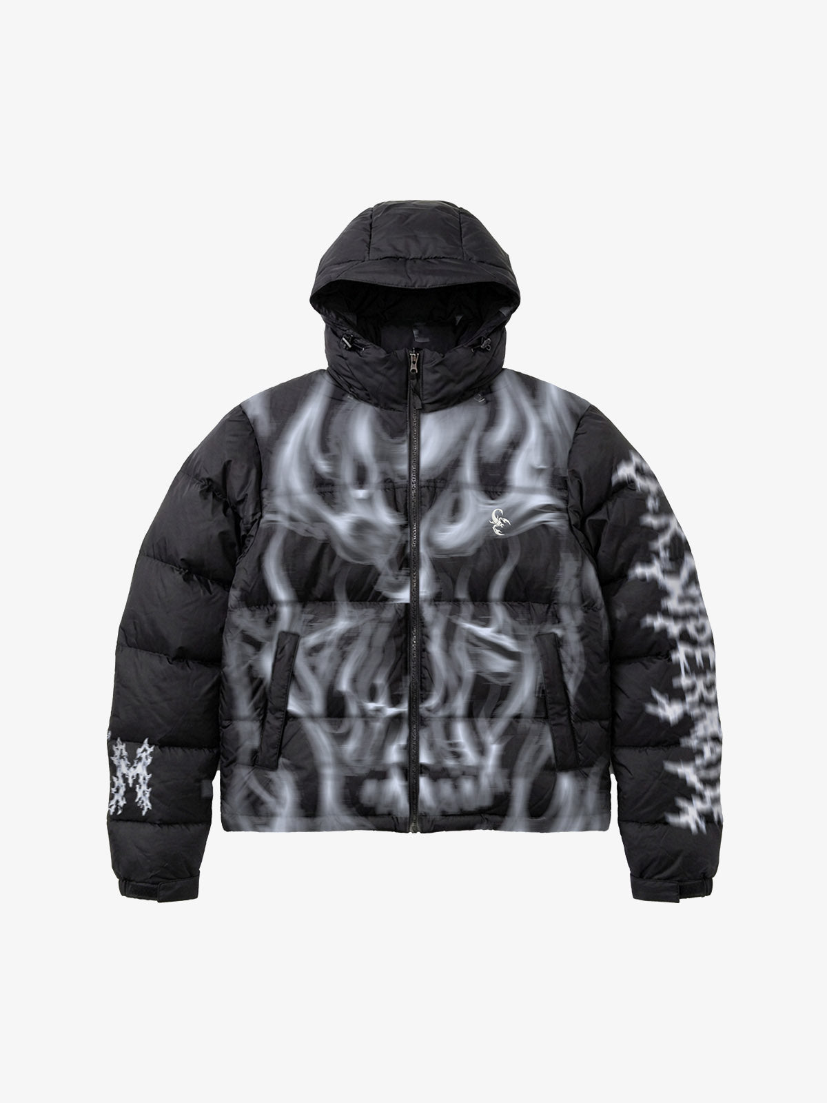 X-Ray Skeleton Graphic Hooded Padded Coat