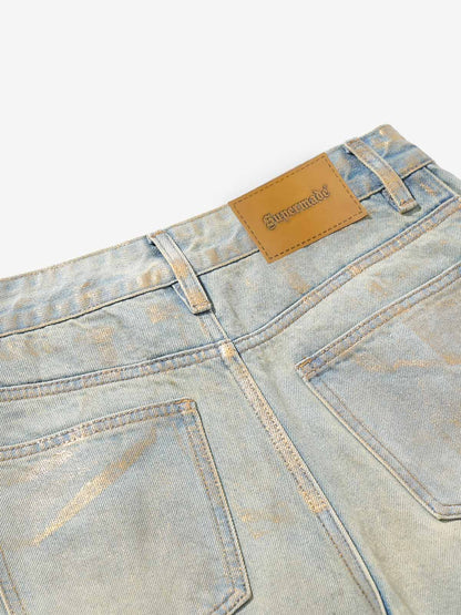 Wide-Leg Denim Trousers with Distressed Details for Everyday Style 