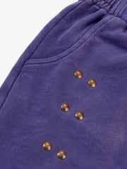 Studded Script Graphic Curved-Leg Sweatpants