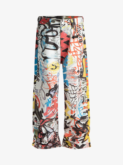 Graffiti Print Wide-Leg Pants for Urban Street Style 
