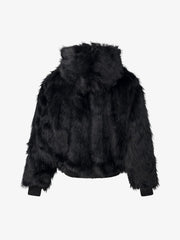 Cross Detail Faux-Fur Coat