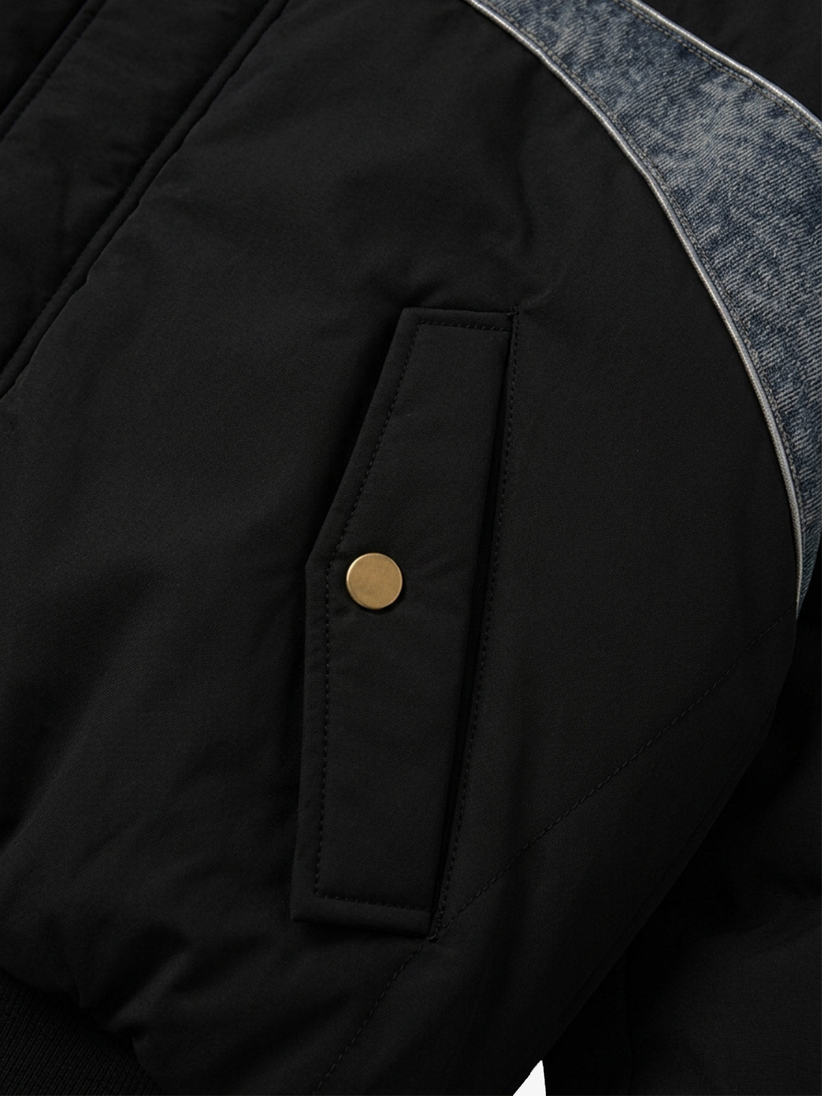 Denim Panel Hooded Padded Coats
