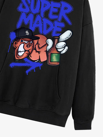 Original Contrast Color Letter Graphic Hoodie 