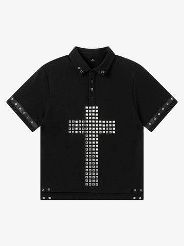 Studded Cross Polo Shirt