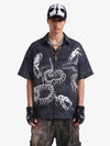 Japanese Wave Dragon Skeleton Shirt