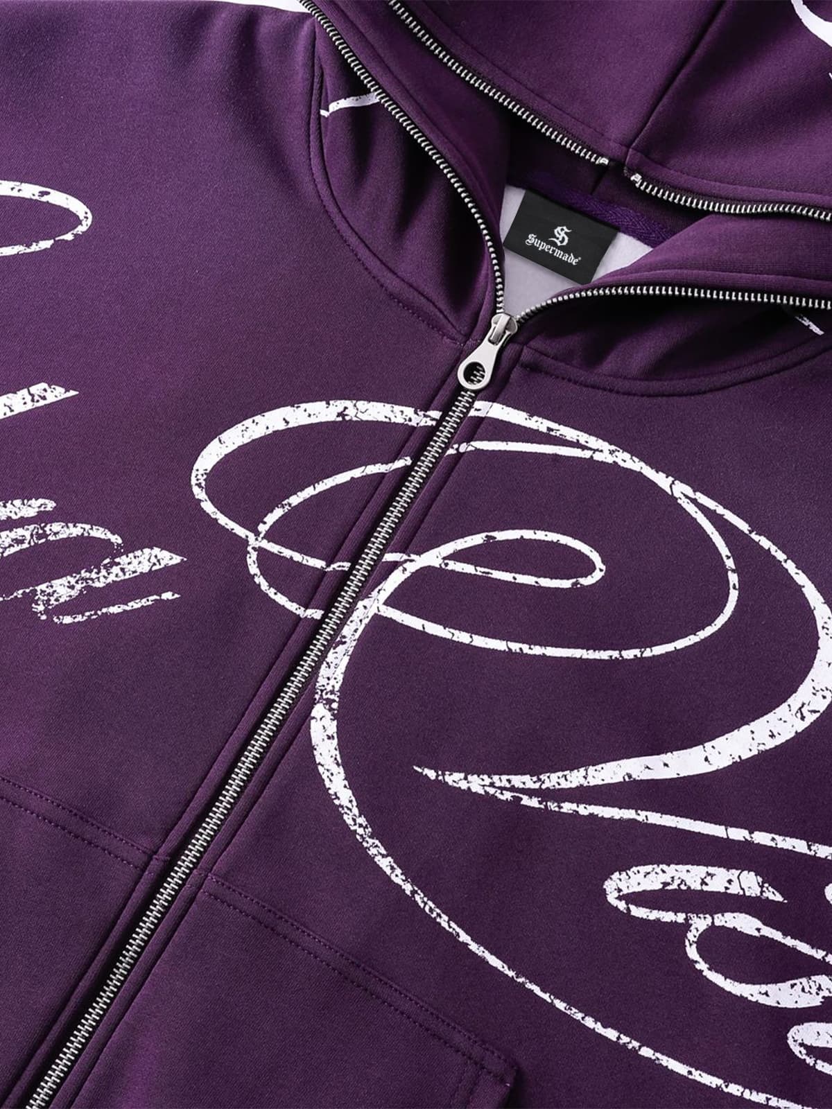 High Street Script Letter Print Zip-up Hoodie Jacket 