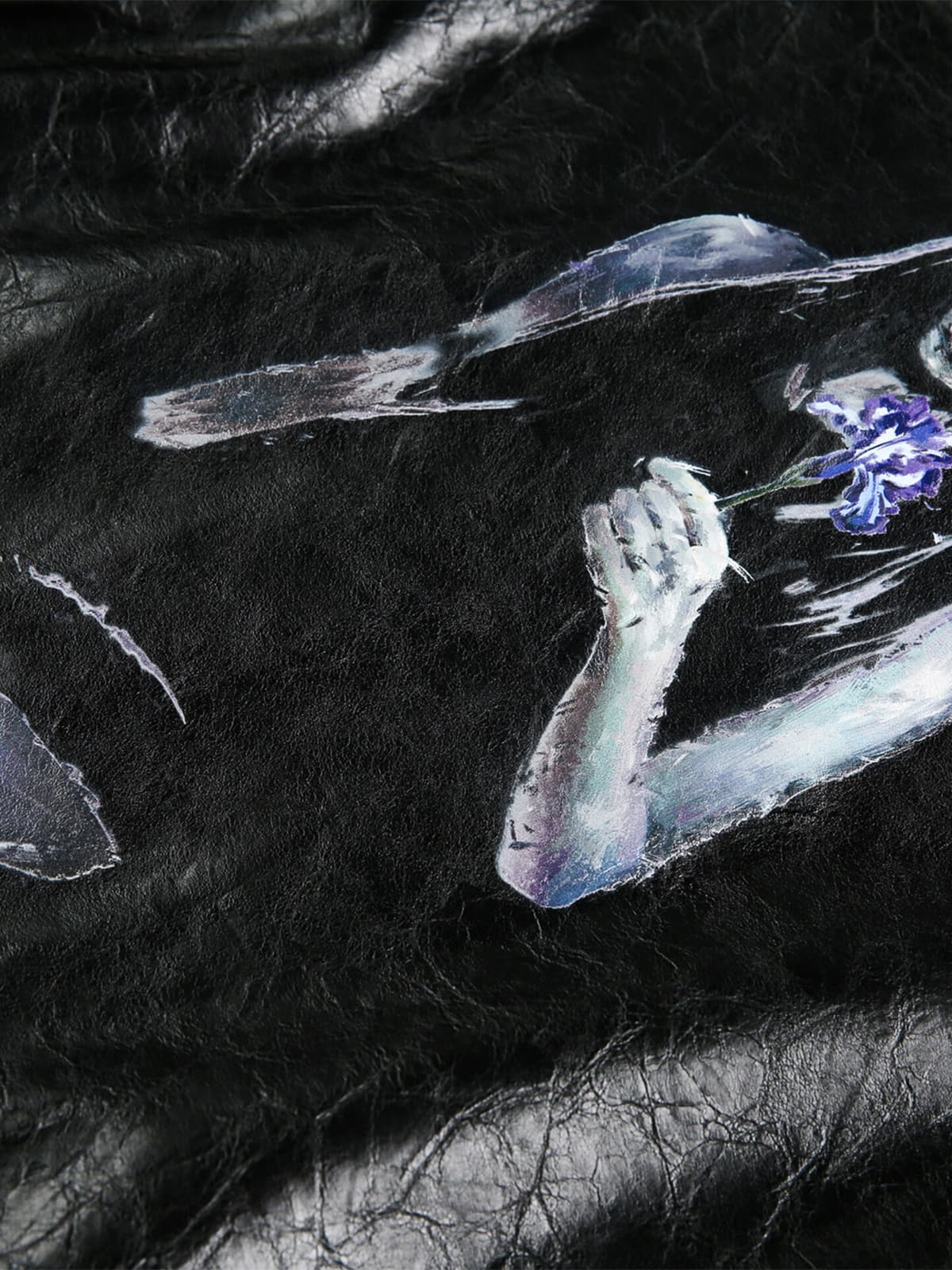 Vintage Street Portrait Print PU Leather Jacket 