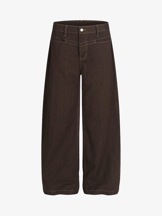 Wide-Leg High-Waist Trousers with Stylish Pinstripes for Modern Fashionistas 