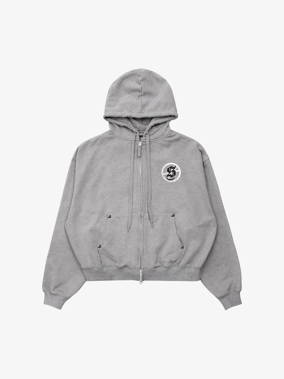 "Goodbye World" Earth Print Studded Hoodie