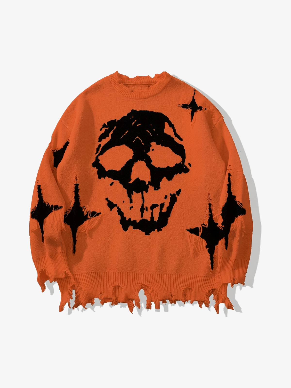 Distressed Skull Jacquard Sweater