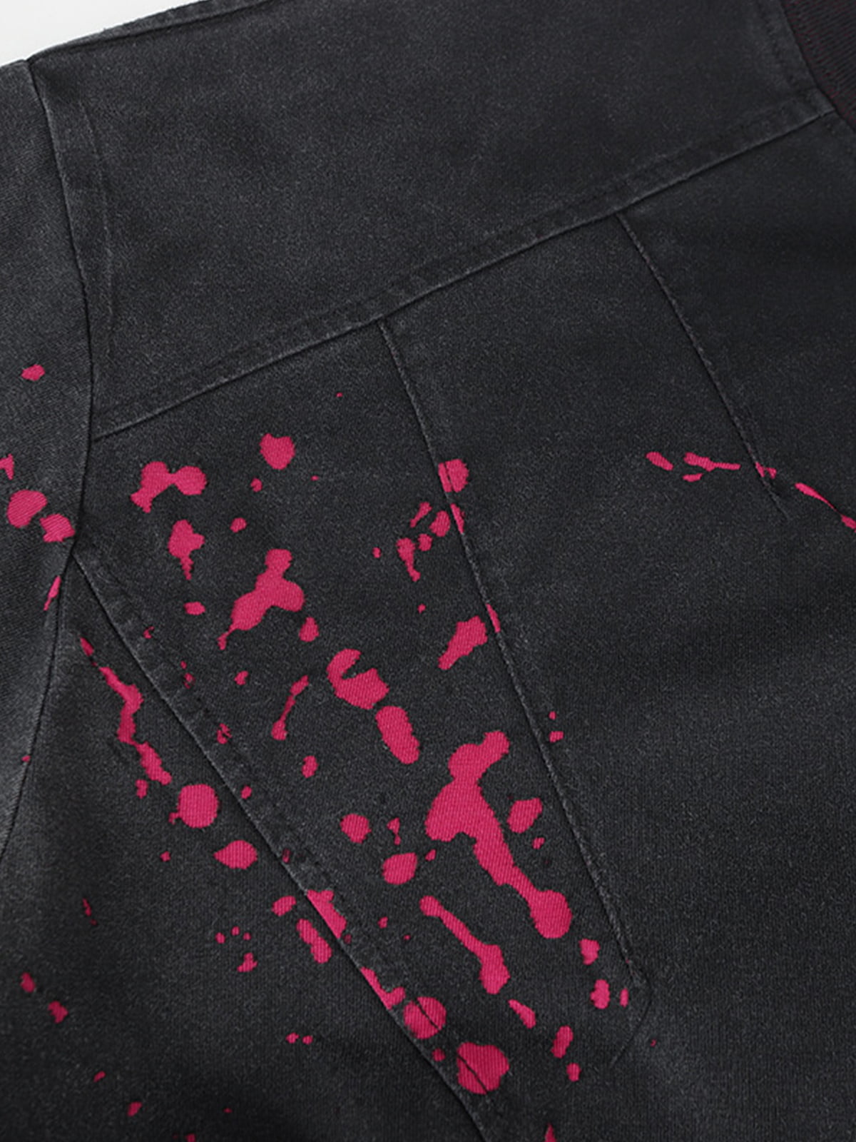 Stylish Black Long Sleeve Top with Pink Splatter Design for Modern Fashionistas 
