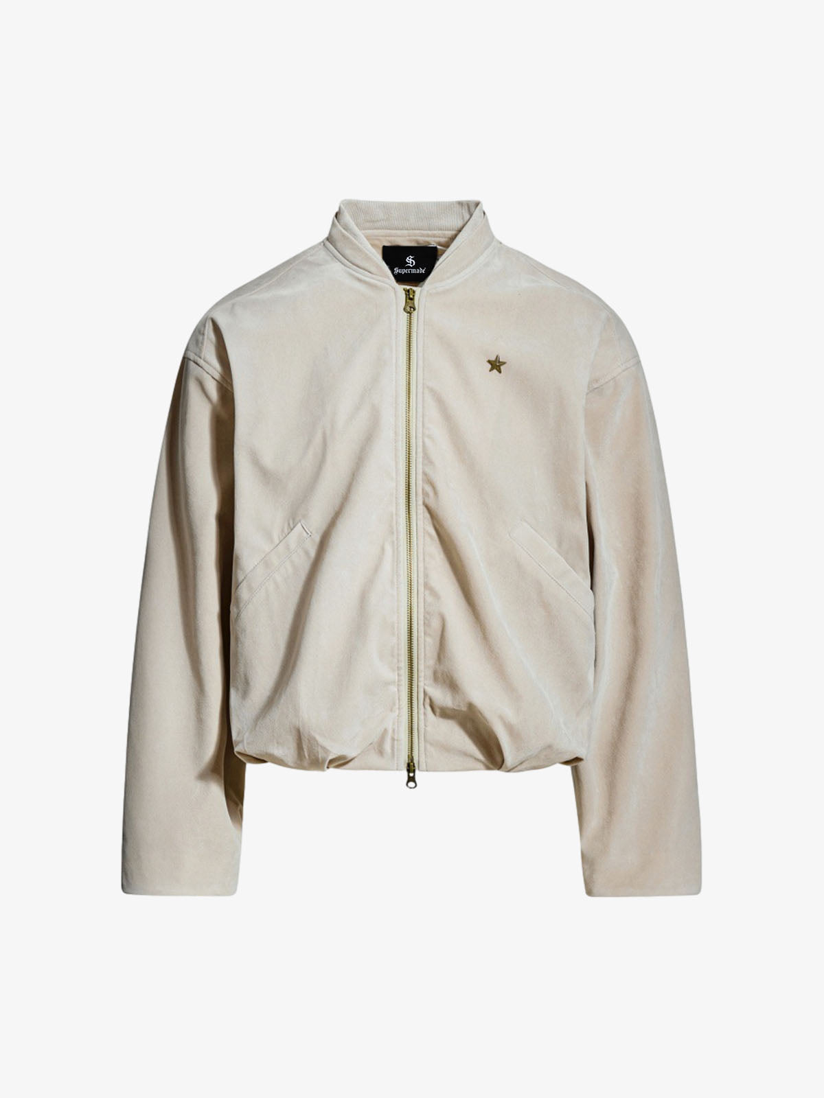 Detachable Fur-Trim Stand Collar Suede Zip-Up Jacket