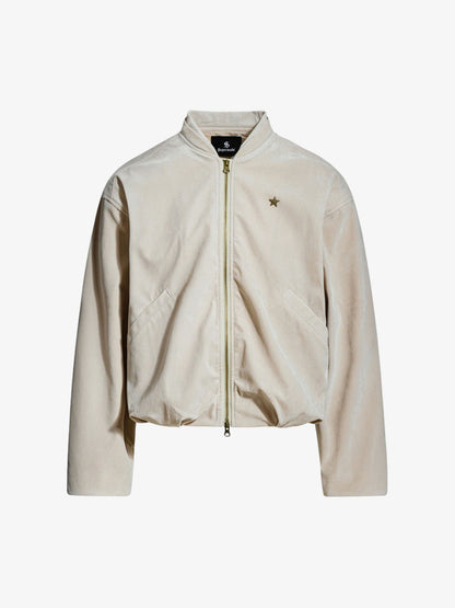 Detachable Fur-Trim Stand Collar Suede Zip-Up Jacket