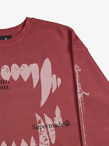 Fangs Graphic Waffle Boxy Long Sleeve Top