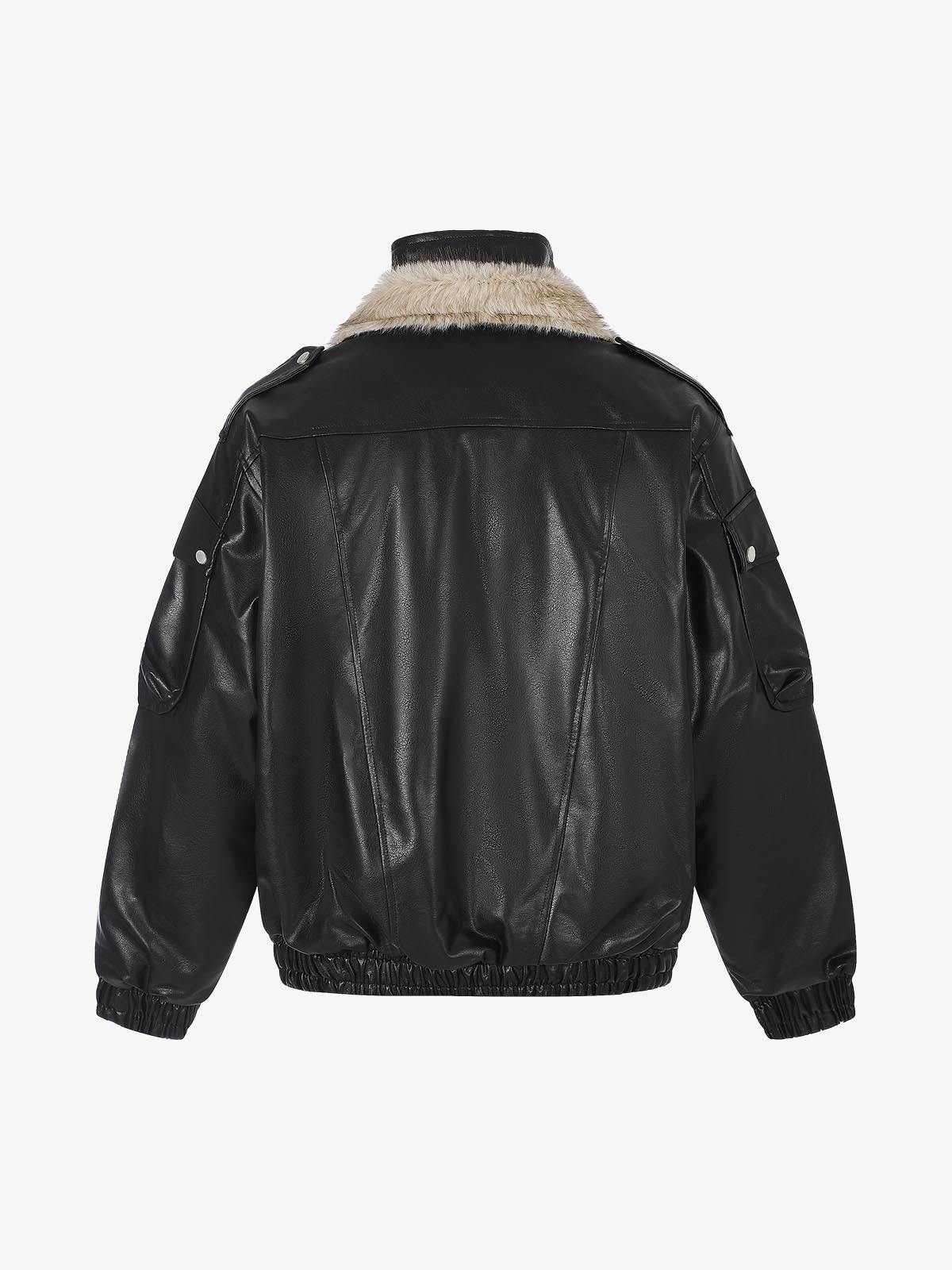 Faux-Layered Oversized-Collar Padded Coat