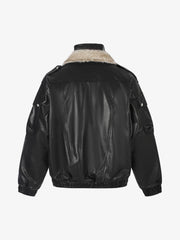 Faux-Layered Oversized-Collar Padded Coat