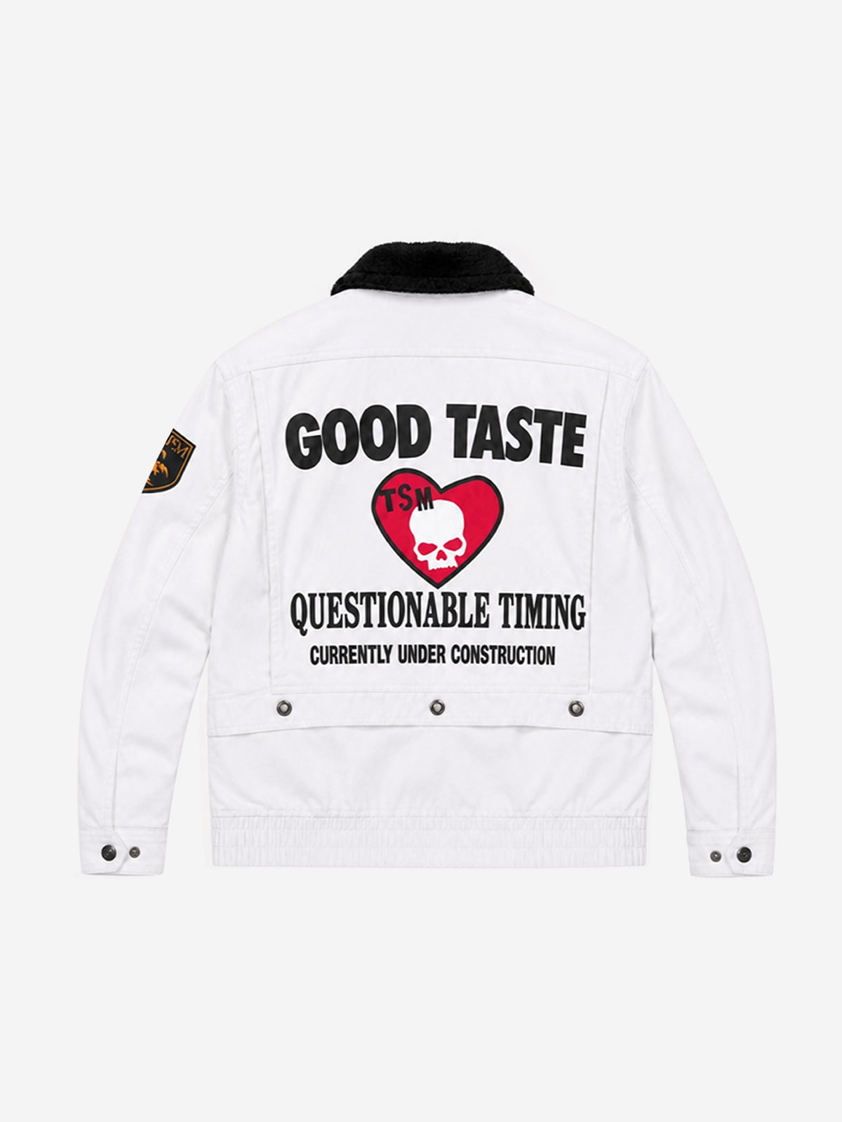 Graphic Patch Contrast-Collar Jacket