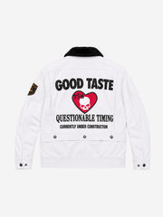 Graphic Patch Contrast-Collar Jacket