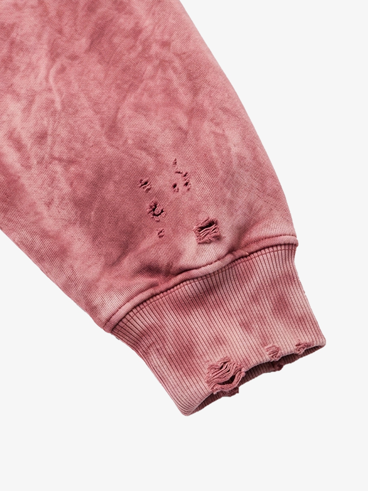 Embroidered Ripped Washed Distressed Zip Hoodie