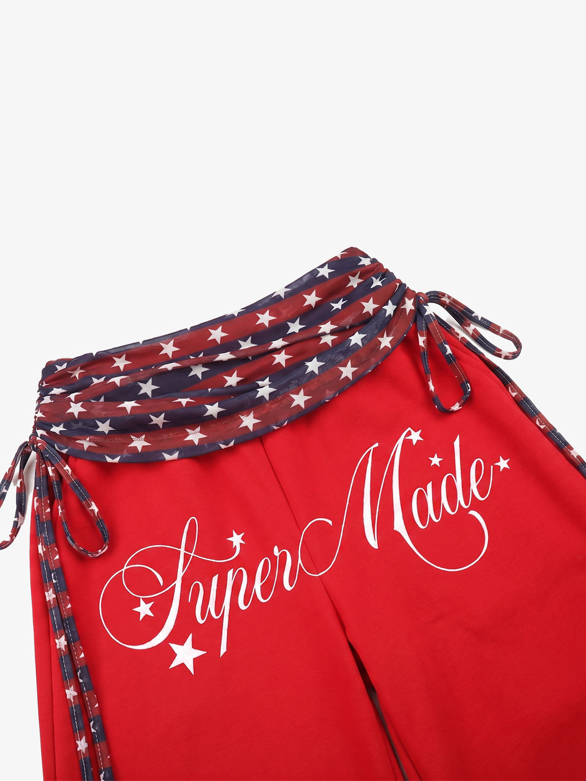 Star Stripe Lace-Up Curved-Leg Trousers