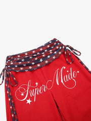 Star Stripe Lace-Up Curved-Leg Trousers