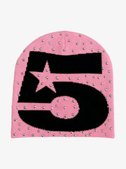 Studded Number 5 Star Beanie Hat