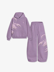 Cotton-Blend Terry Towel Embroidered Hoodie & Wide-Leg Sweatpants Set