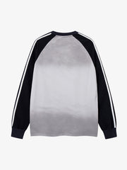Portrait Graphic Contrast-Stripe Long Sleeve Tee