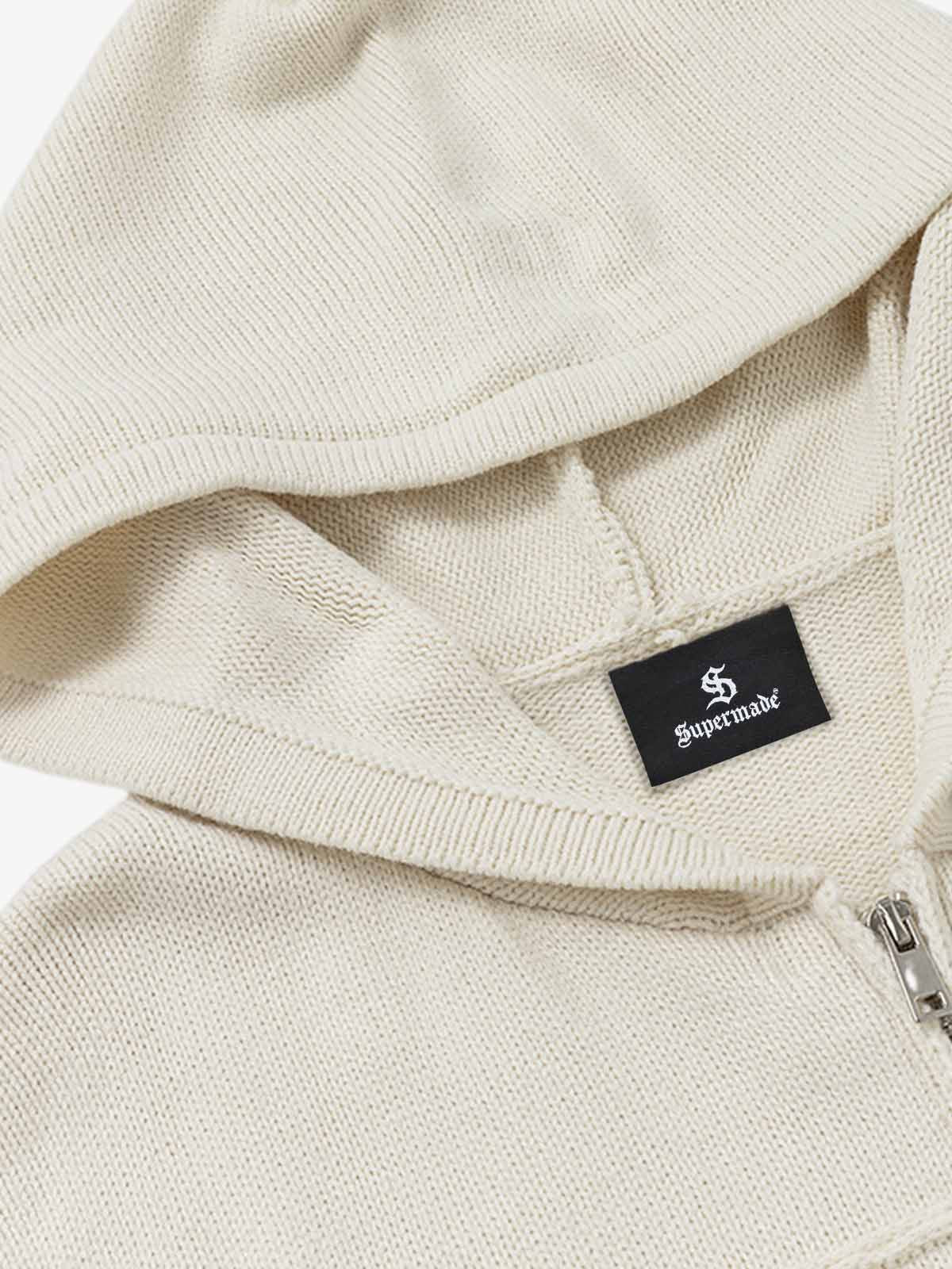 Cardigan con cappuccio in maglia jacquard
