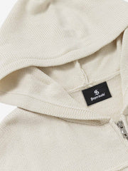 Cardigan con cappuccio in maglia jacquard