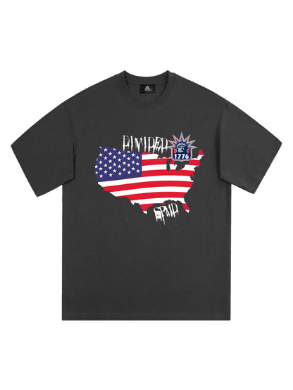 Original Creative Map Flag Print T-shirt 
