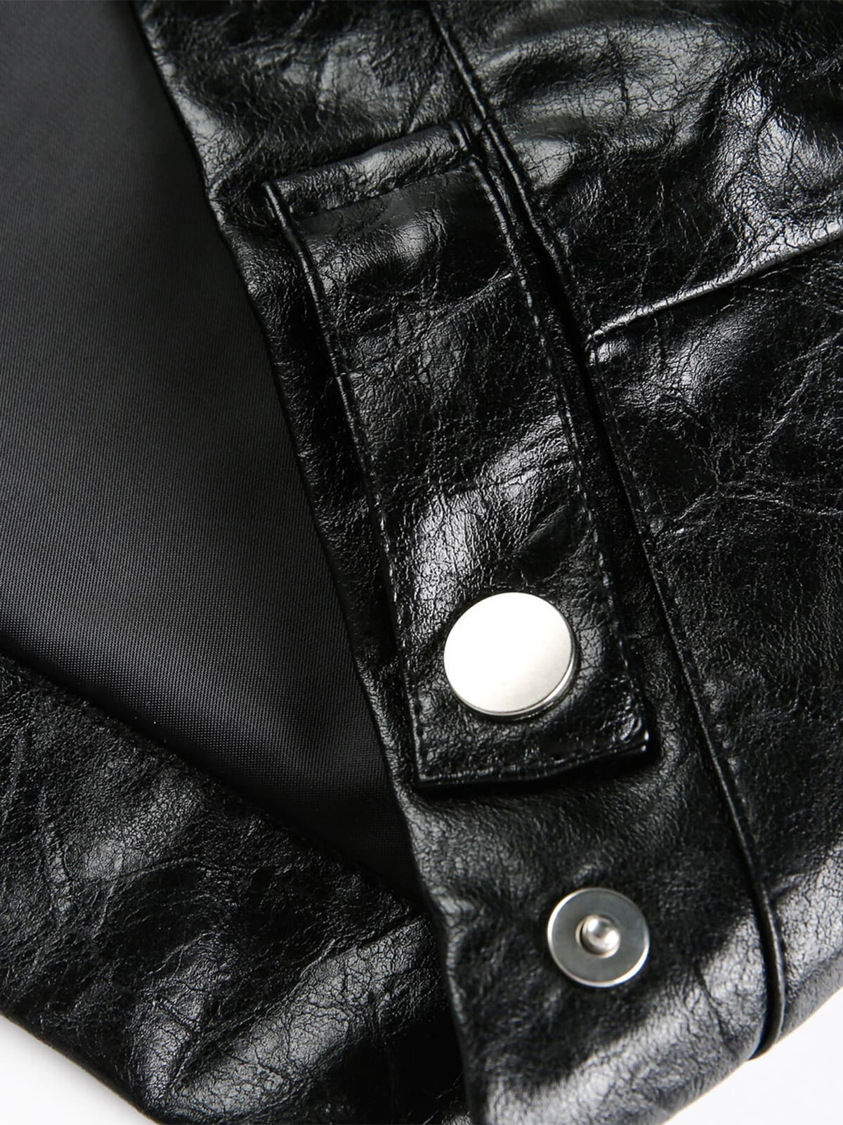 Vintage Street Portrait Print PU Leather Jacket 