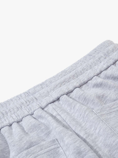 Faux Fur Spliced Hem Wide-Leg Sweatpants 