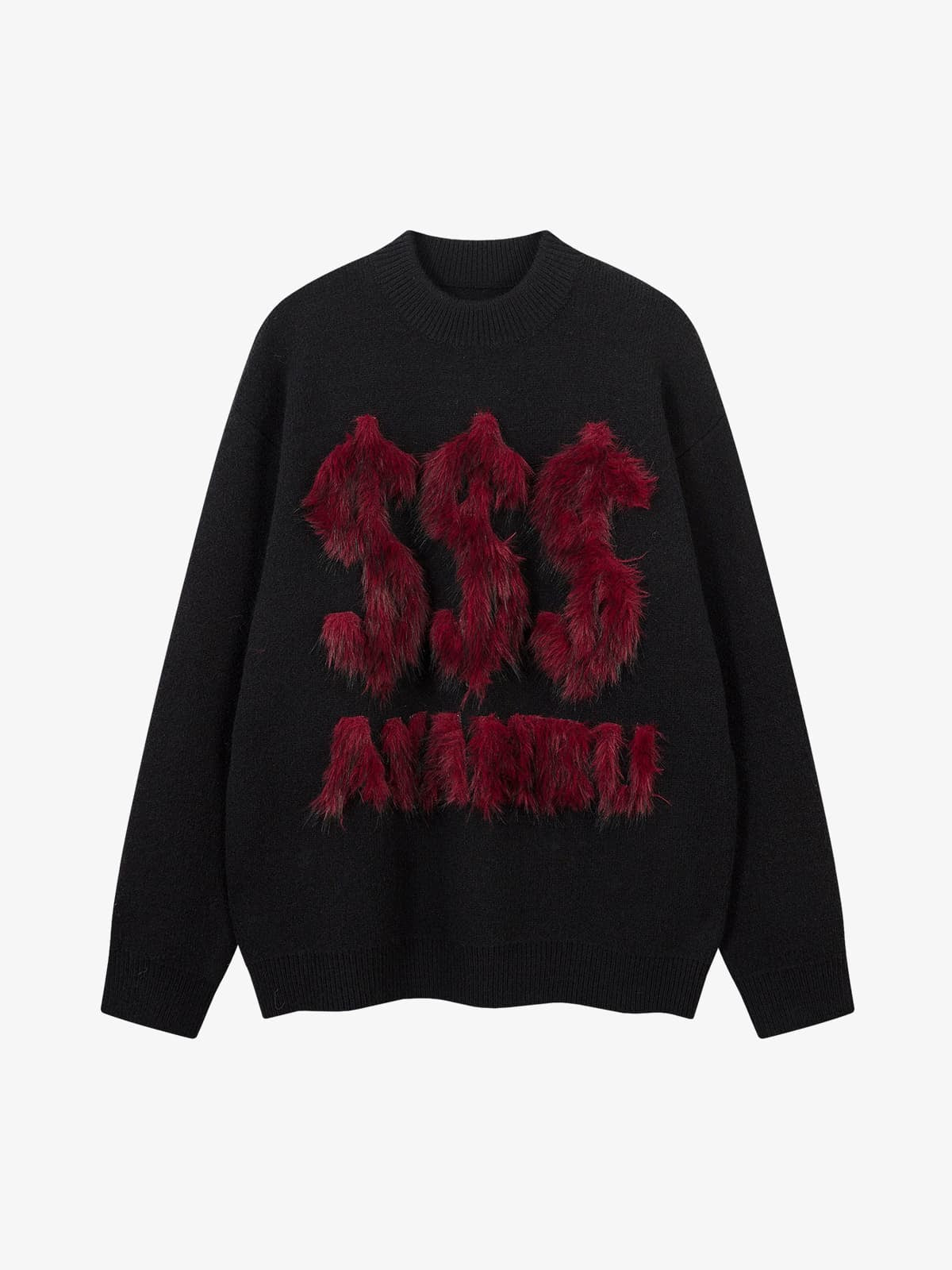 Fuzzy Letter Detail Sweater for Cozy Elegance 