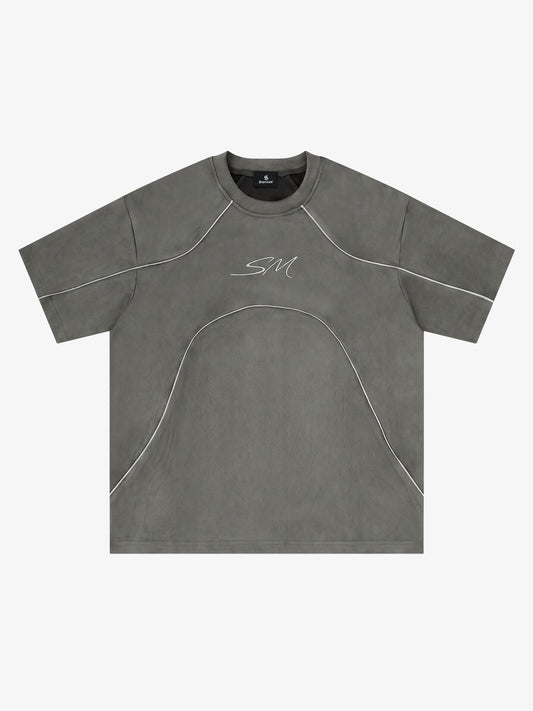 Reflective Striped Suede Tee