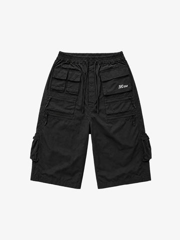 Plaid Multi-Pocket Washed Cropped Utility Pants