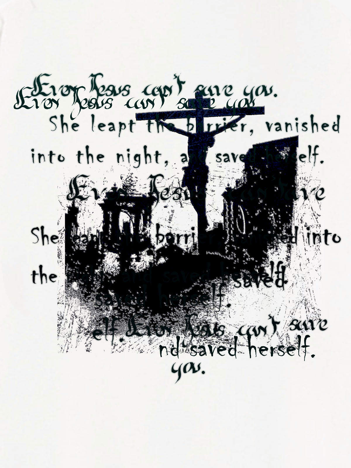 THE SUPERMADE  Vintage-Style Graphic T-Shirt with Inspirational Text and Cross Design 