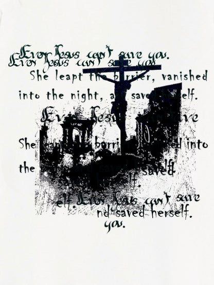 THE SUPERMADE  Vintage-Style Graphic T-Shirt with Inspirational Text and Cross Design 