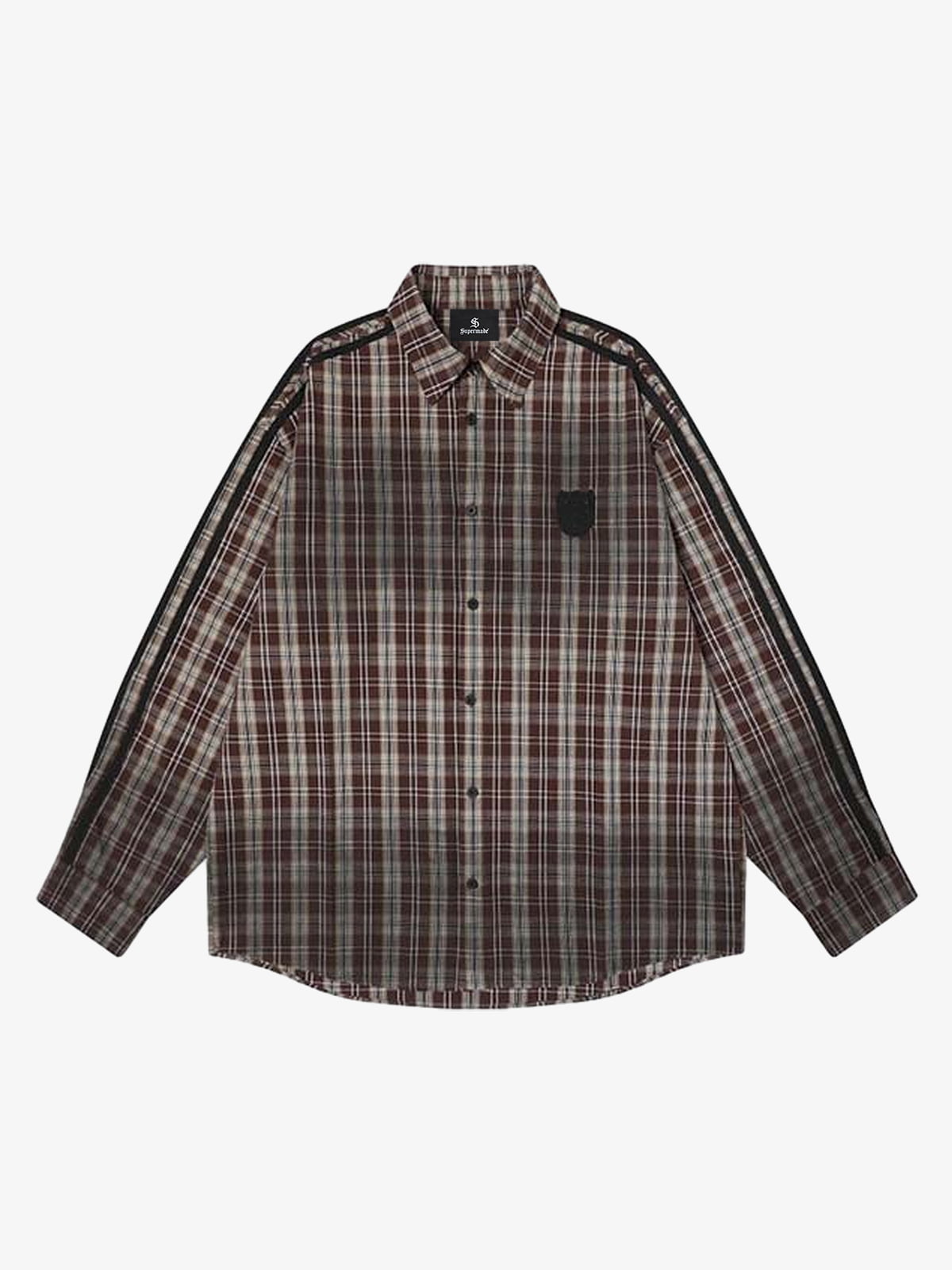 Plaid Long Sleeve Shirt with Unique Contrast Trim 