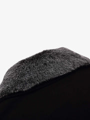 Faux-Fur Lapel Collar Sporty Polo Shirt