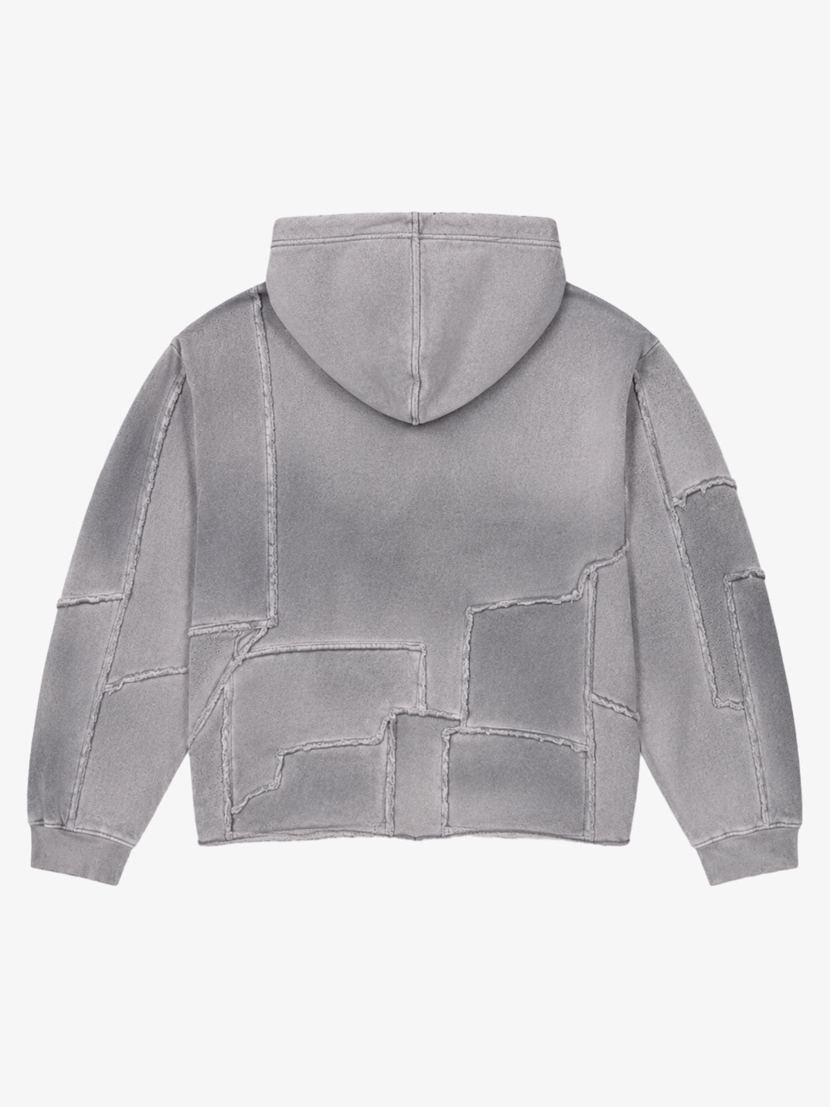 Spray-Dyed Paneled Distressed Zip Hoodie